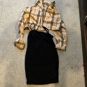 Girls black dress with button up shirt size 9 youth